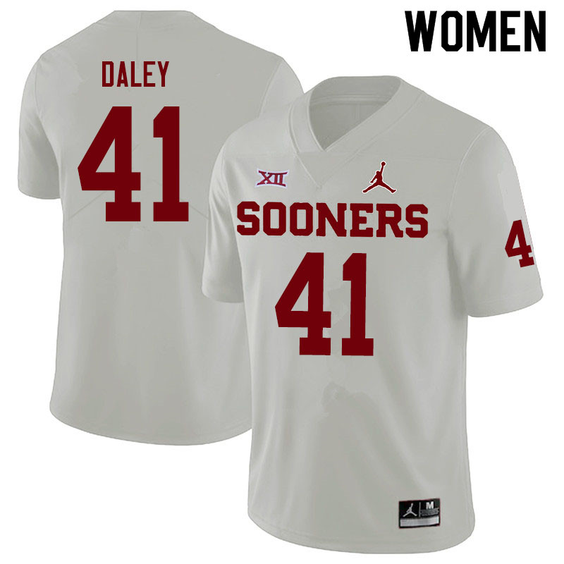 Women #41 K'Jakyre Daley Oklahoma Sooners Jordan Brand College Football Jerseys Sale-White